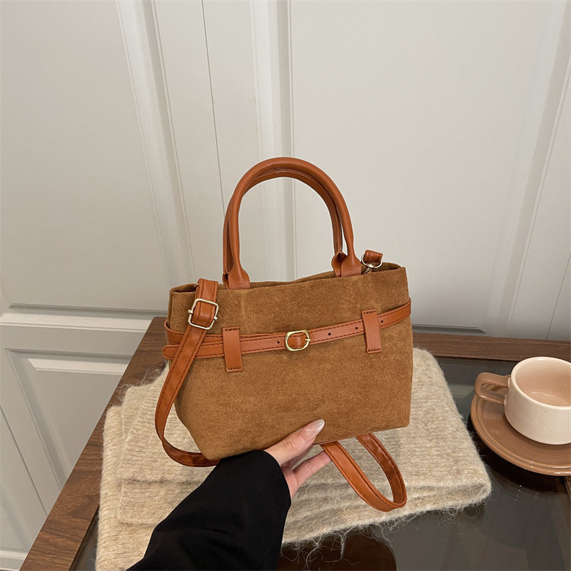 Damen elegante Wildlederhandtasche mit abnehmbarem Schulterriemen Nord Taschen