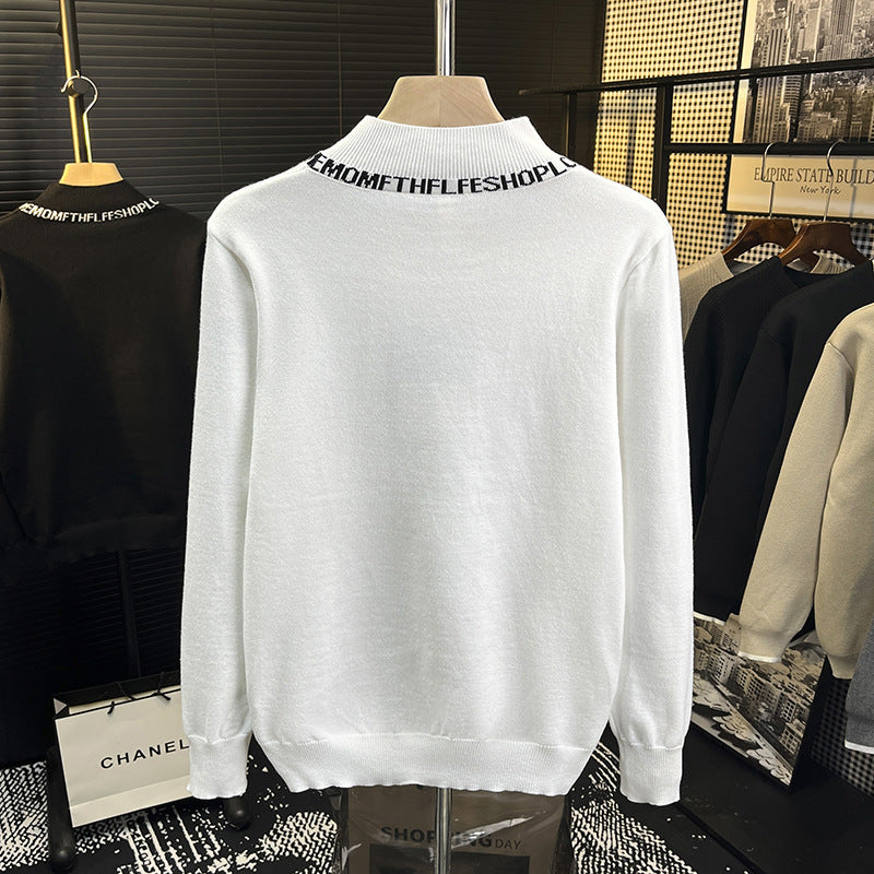 Unisex Feinstrickpullover mit kurzem Stehkragen und kontrastierendem Schriftkragen Nord Taschen