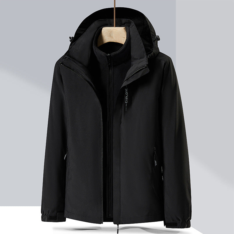 Herren zweilagige Softshell-Regenjacke mit abnehmbarem Fleece‑Innenlayer und verstellbarer Kapuze Nord Taschen