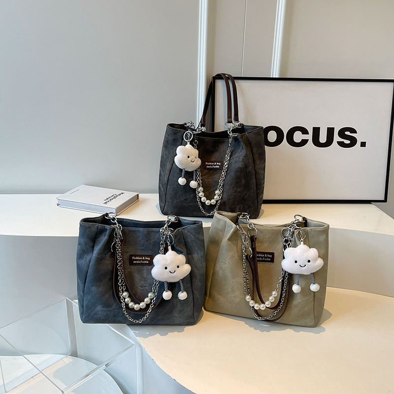 Damen modische Handtasche mit kreativem Plüsch-Anhänger Nord Taschen