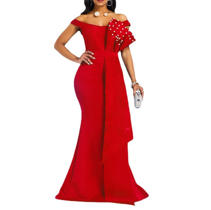 Damen Elegantes Abendkleid mit floralem Oberteil und schwingendem Saum