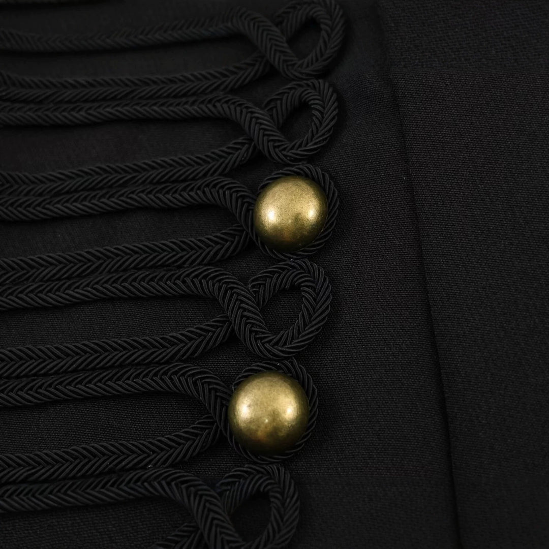 Damen militärinspirierte Cropped-Jacke mit Stehkragen und dekorativer Zierknopfpassé Nord Taschen