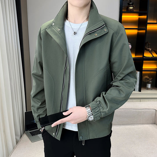 Herren Leichter Utility-Canvas-Blouson mit Stehkragen und elastischen Bündchen Nord Taschen