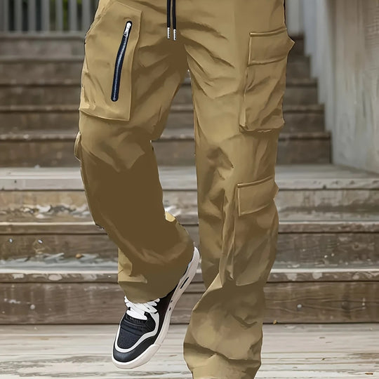 Herren Weite Cargo-Jogginghose mit multifunktionalen Taschen, Reißverschlussdetail und Kordelzugbund Nord Taschen