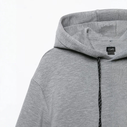 Damen Cropped Kapuzen-Sweatjacke mit Ballonärmeln und Tunnelzug Nord Taschen
