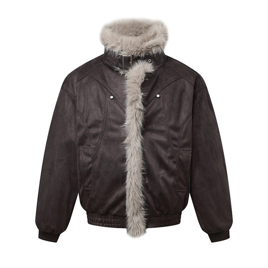 Herren Bomberjacke im Aviator‑Look mit Kunstfellbesatz und Schnallenkragen Nord Taschen