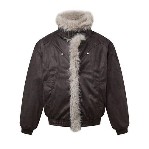 Herren Bomberjacke im Aviator‑Look mit Kunstfellbesatz und Schnallenkragen Nord Taschen