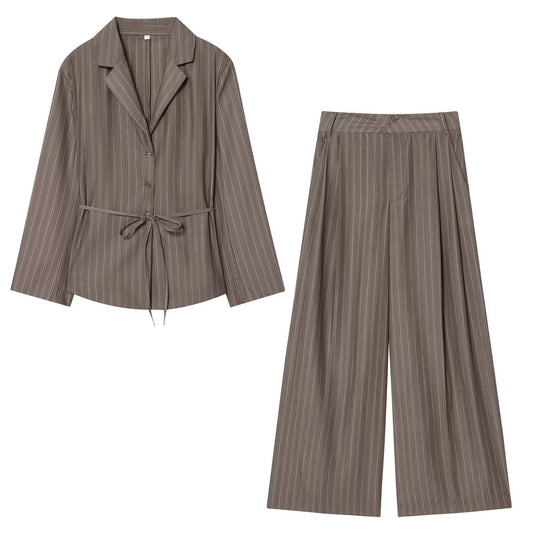 Damen 700+ weite High‑Waist Palazzo‑Hose mit Nadelstreifen und Bügelfalte Nord Taschen