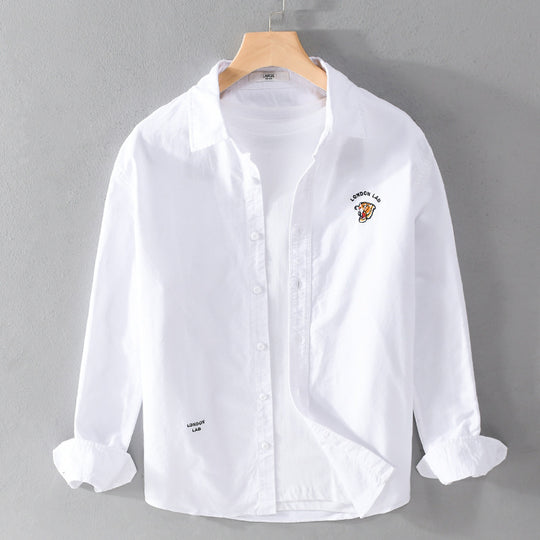 Herren Leichtes Baumwoll-Overshirt im Layering-Look mit Logostickerei und Kentkragen Nord Taschen