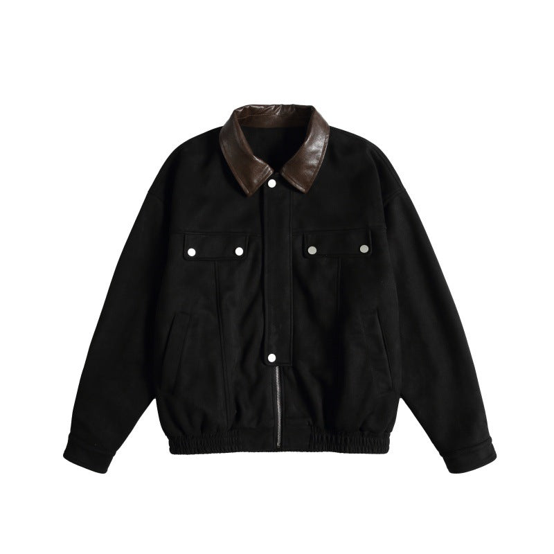 Damen Kurz geschnittene Boxy-Blousonjacke mit kontrastierendem Kunstlederkragen Nord Taschen