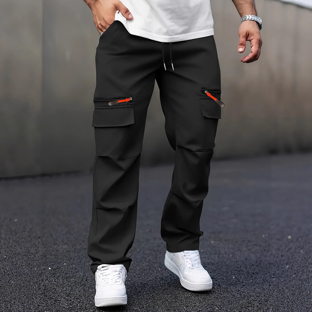 Herren Cargo-Jogginghose mit Multifunktionstaschen, Tunnelzug & Reißverschlüssen Nord Taschen