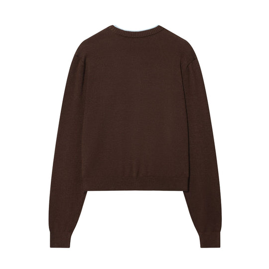 Damen Kurz geschnittene Strickjacke mit Kontrastbesatz und aufgesetzter Brusttasche Nord Taschen