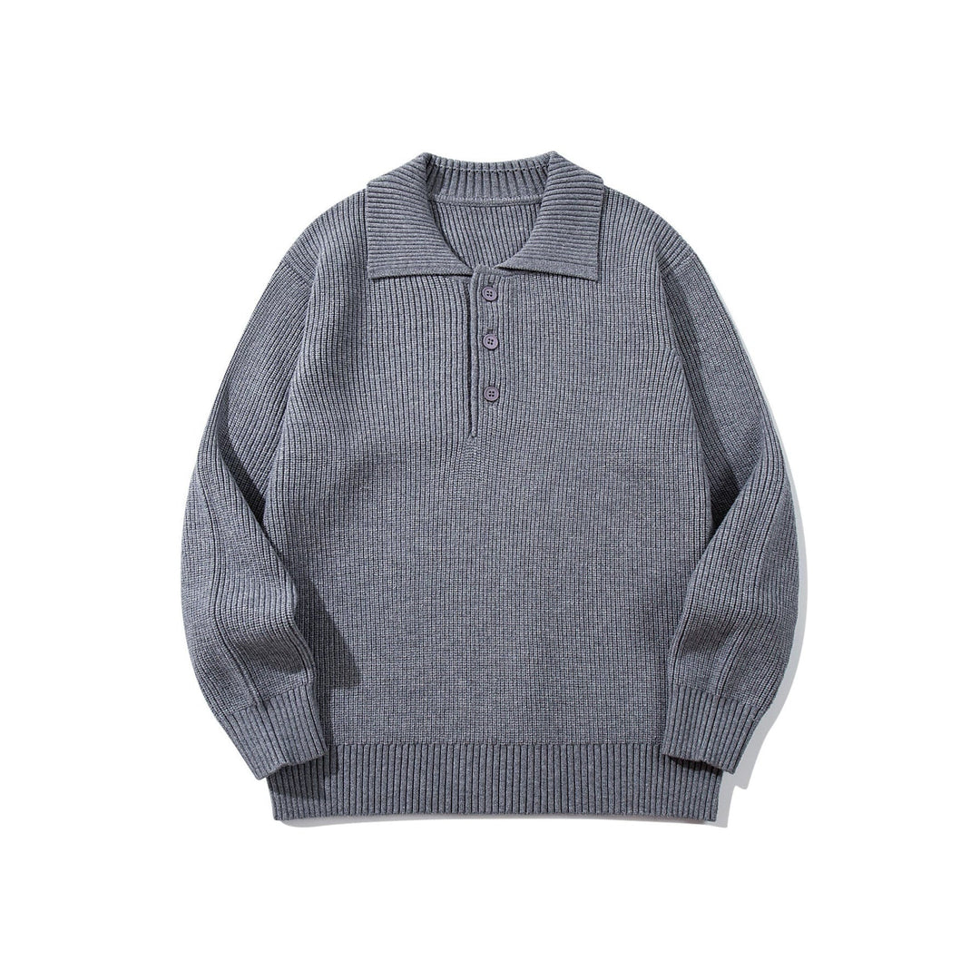 Herren Gerippter Polokragenpullover mit dreifacher Knopfleiste und Relaxed-Fit Nord Taschen