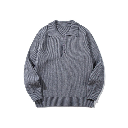 Herren Gerippter Polokragenpullover mit dreifacher Knopfleiste und Relaxed-Fit Nord Taschen