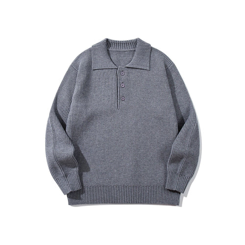 Herren Gerippter Polokragenpullover mit dreifacher Knopfleiste und Relaxed-Fit Nord Taschen