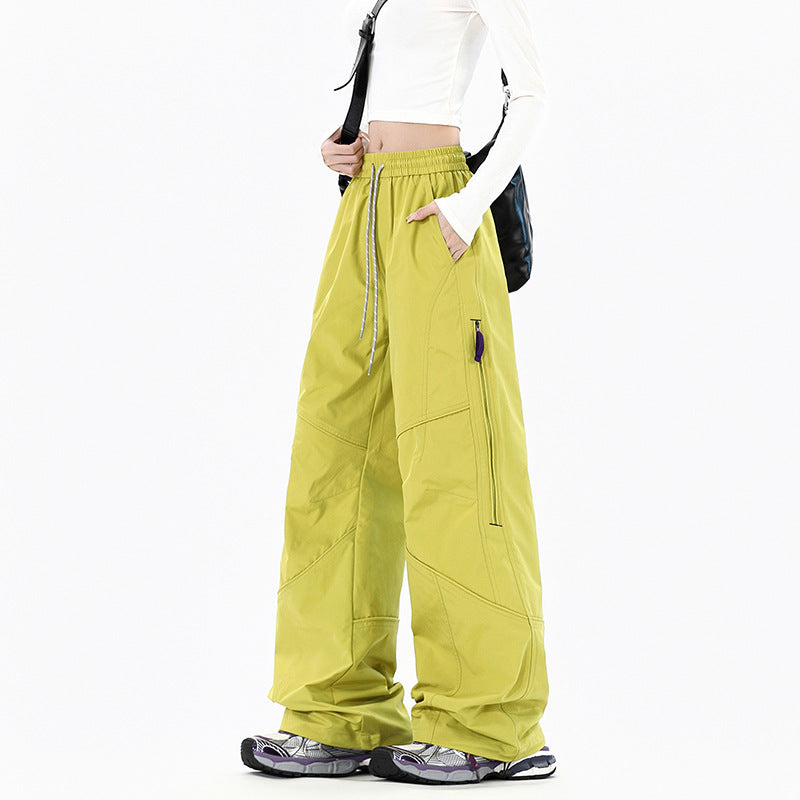 Damen Weite Utility-Cargohose mit elastischem Bund und Reißverschlusstaschen Nord Taschen