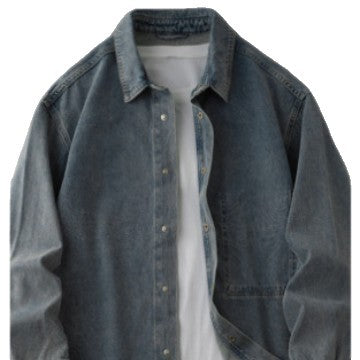 Herren Overshirt-Jacke aus gewaschenem Denim mit Druckknopfleiste und Relaxed-Schnitt Nord Taschen
