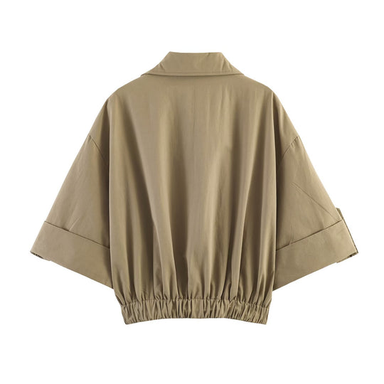Damen Cropped Doppelreihiges Trenchcape im Boxy‑Schnitt Nord Taschen