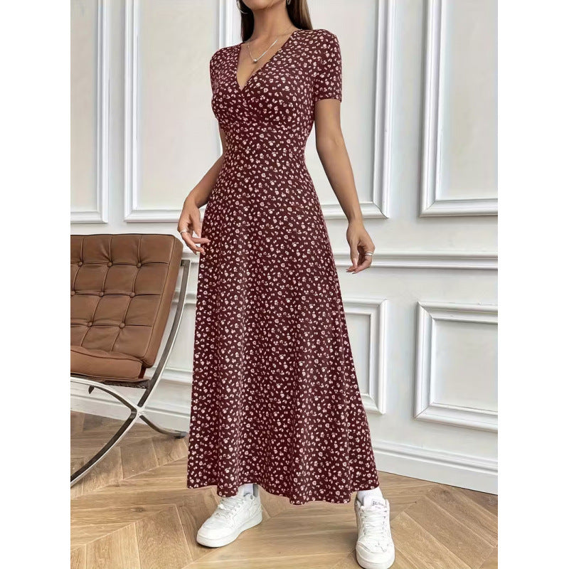 Damen Maxikleid mit vorteilhaftem V-Ausschnitt und floralem Muster Nord Taschen