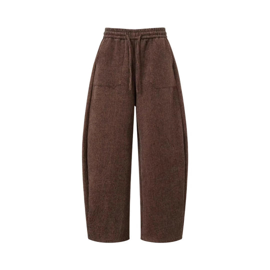 Damen Weitgeschnittene Cord-Hose mit elastischem Bund Nord Taschen