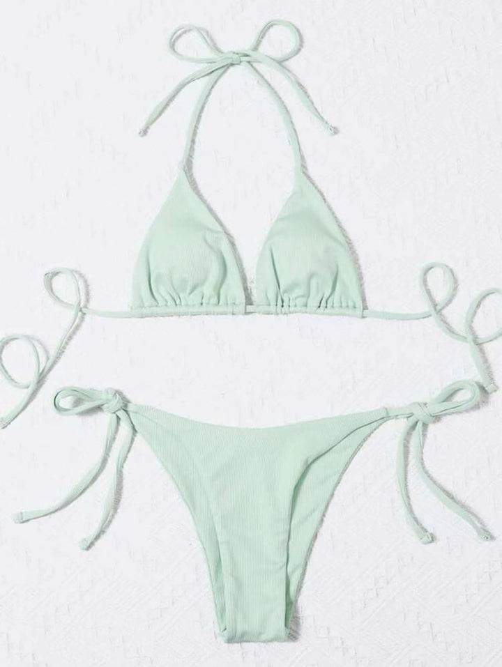 Damen Triangel-Bikini mit seitlichem Knoten und verstellbaren Trägern