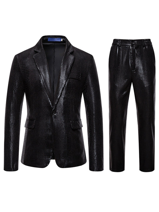 Herren Zweiteiliges Glamour-Anzugset mit metallischem Kroko-Effekt und schmaler Silhouette Nord Taschen