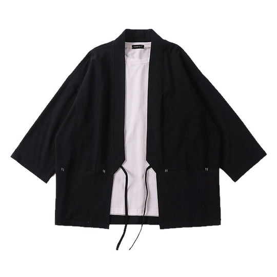 Unisex Kimono-Haori-Jacke mit Bindegürtel und dreiviertelärmeln Nord Taschen