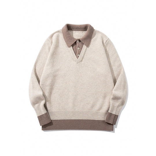Herren Oversized Feinstrick-Polo mit kontrastbesetztem Hemdkragen und Rippenbündchen Nord Taschen