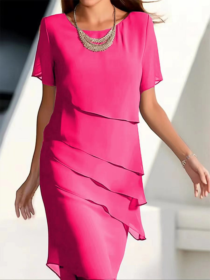 Damen elegantes Wickelkleid mit Schichten