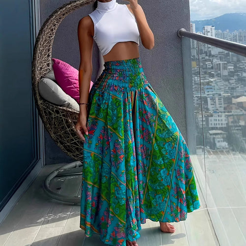 Damen Maxirock mit hohem Smokbund und floraler Paisley‑Optik Nord Taschen
