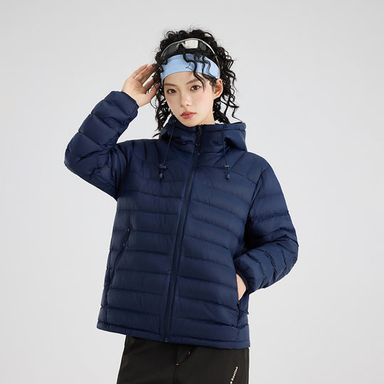 Damen Ultraleichte gesteppte Thermokapuzenjacke mit Horizontalsteppung und Reißverschlusstaschen Nord Taschen