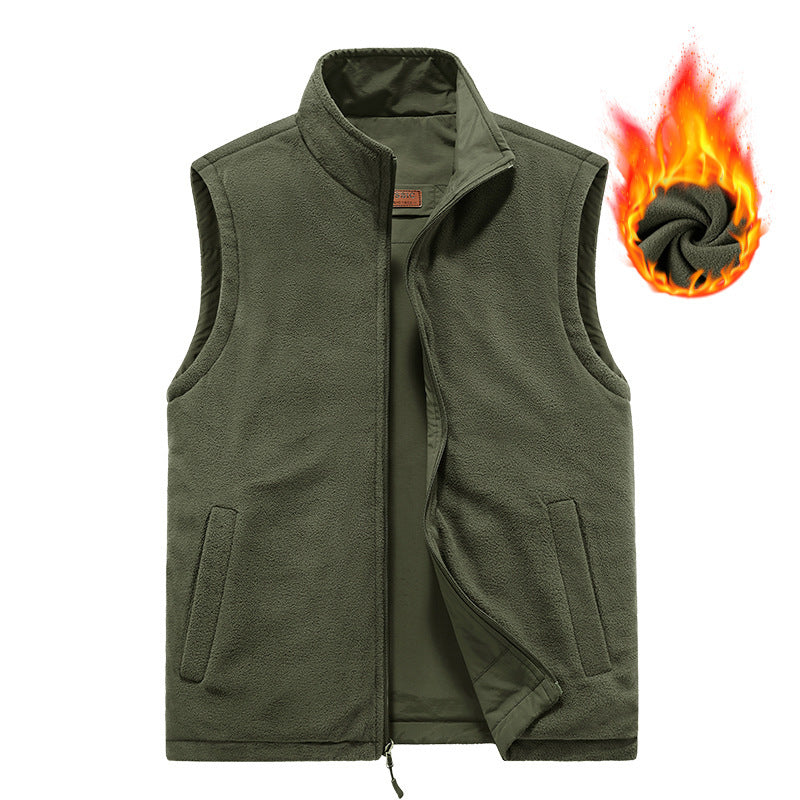 Herren wattierte Thermo-Fleece Weste mit wasserabweisender Nylon‑Shell und hohem Stehkragen Nord Taschen