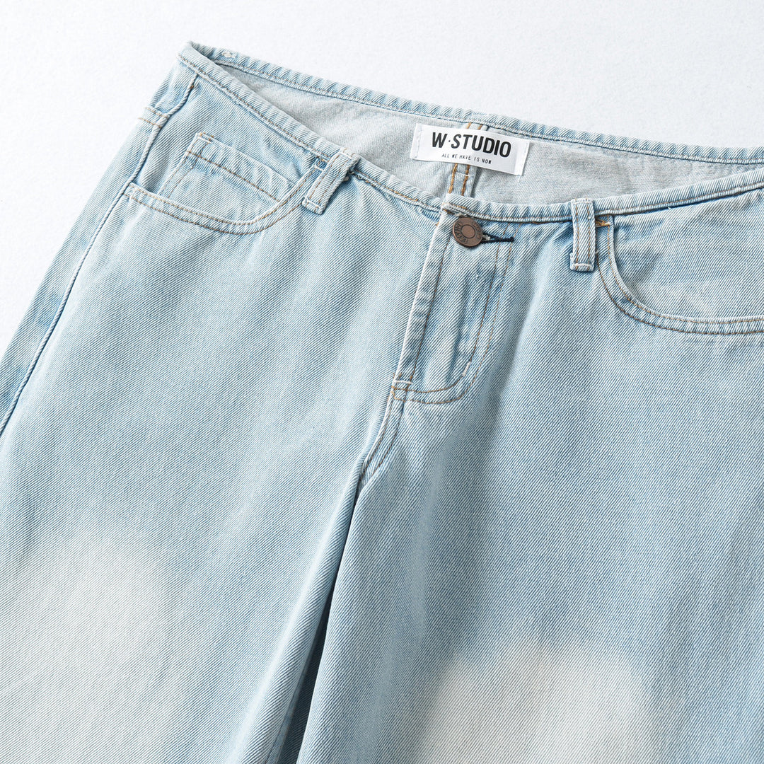 Damen Highwaist Cropped-Jeans mit geradem Schnitt und weitem Bein Nord Taschen