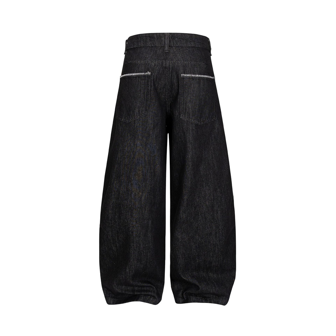 Damen Weite Denim-Hose im Culotte-Style mit hohem Bund und elastischem Saum Nord Taschen