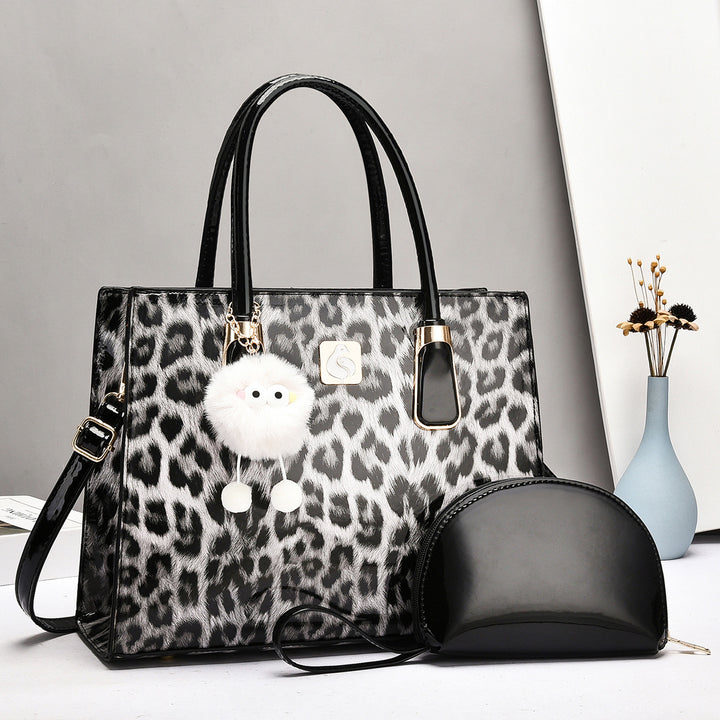 Damen Handtasche mit elegantem Leopardenmuster und abnehmbarer Clutch Nord Taschen