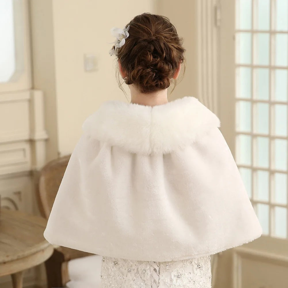 Damen Elegantes Kunstpelz‑Capelet mit Schleifenverschluss und weitem Umlegekragen Nord Taschen