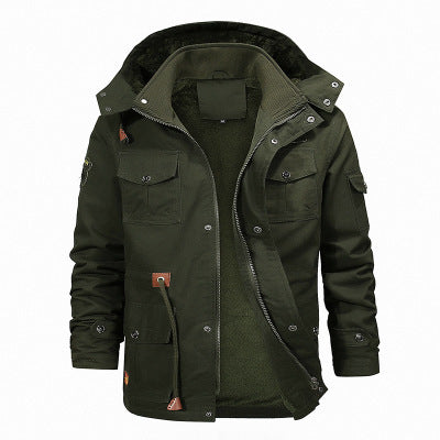 Herren robuster Canvas-Fieldparka mit Teddyfleece-Innenfutter, Kapuze und Multifunktions-Taschen Nord Taschen