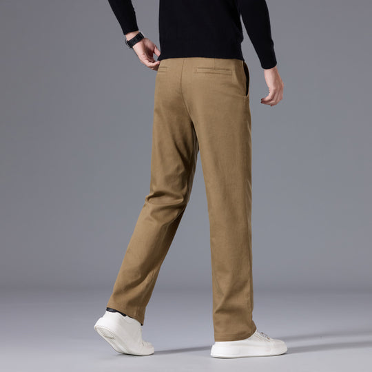 Herren Gerade geschnittene Chinohose mit elastischem Bund und Bügelfalte Nord Taschen