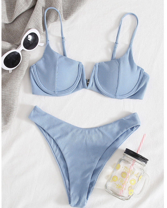 Damen-Bikini mit Bügel und strukturierter Rippoptik