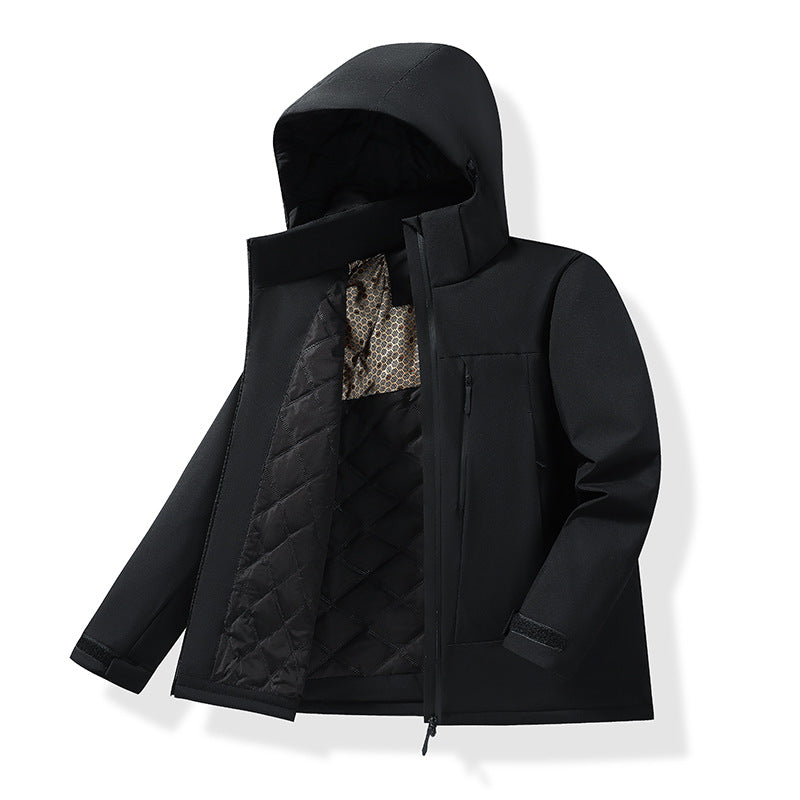 Herren Wasserabweisende gesteppte Thermo-Outdoorjacke mit Kapuze und verdeckten Reißverschlusstaschen Nord Taschen