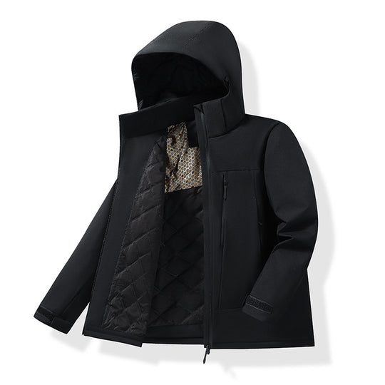 Herren Wasserabweisende gesteppte Thermo-Outdoorjacke mit Kapuze und verdeckten Reißverschlusstaschen Nord Taschen