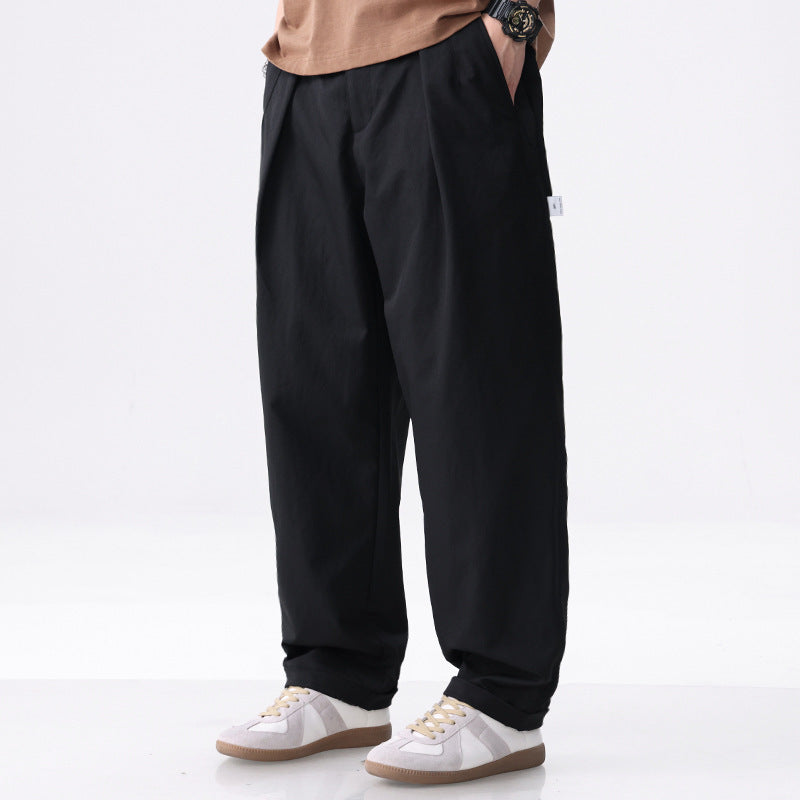 Herren Weite Baumwollmix-Cargohose mit Bundfalten und elastischem Kordelzug Nord Taschen