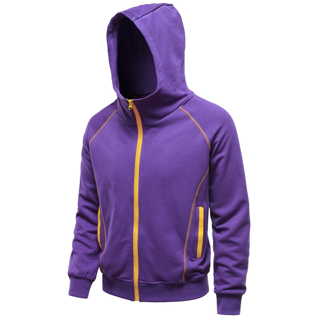 Herren Kapuzen-Zipjacke im sportlichen Raglanstil mit Kontrastnähten und gerippten Bündchen Nord Taschen