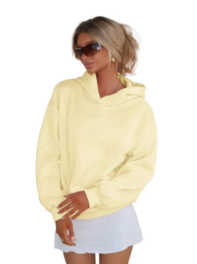 Damen Oversize-Kapuzenpullover aus weichem Baumwollmix mit Rippbündchen Nord Taschen
