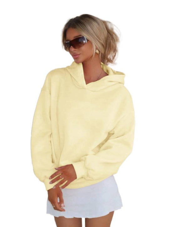 Damen Oversize-Kapuzenpullover aus weichem Baumwollmix mit Rippbündchen Nord Taschen