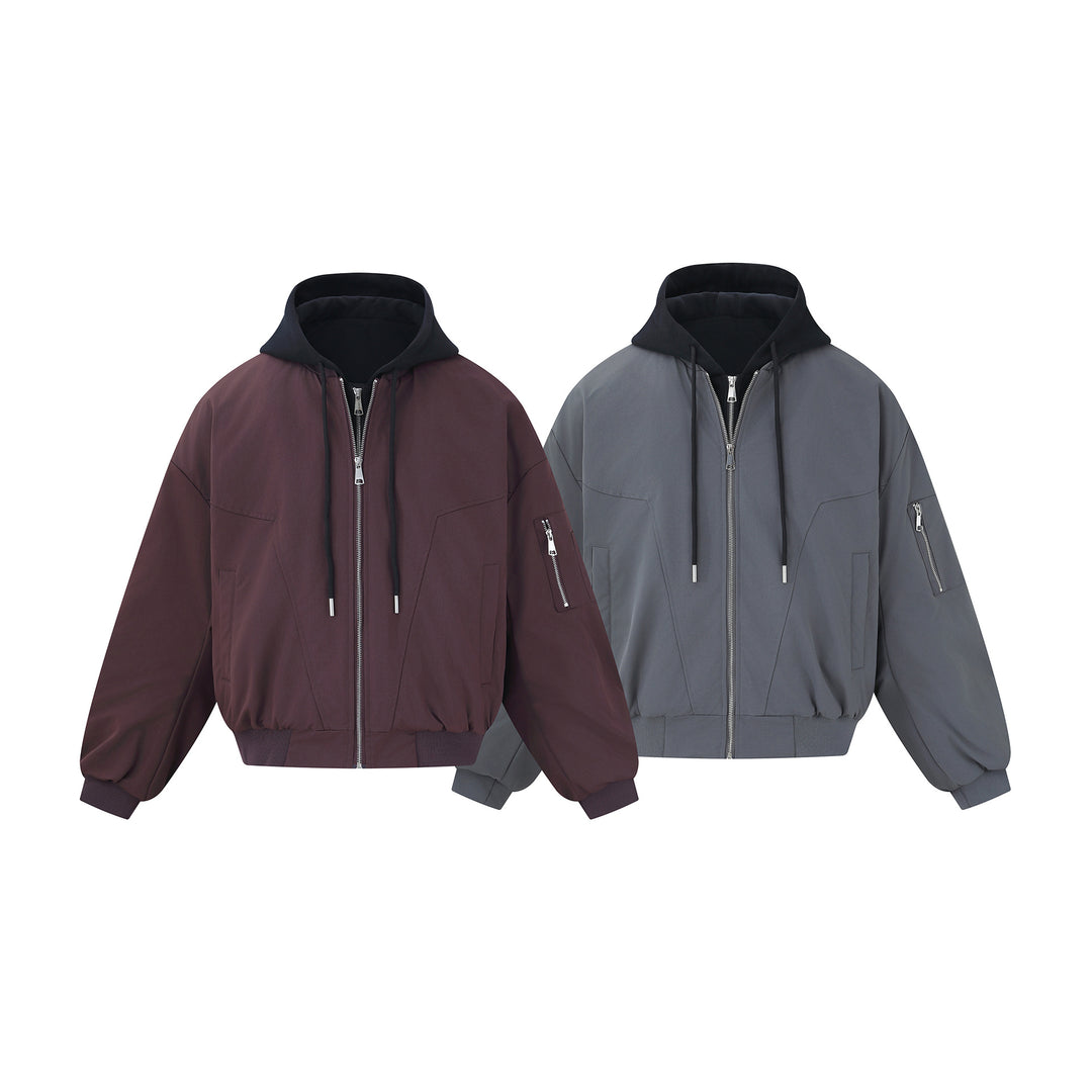 Herren Kurz geschnittener Boxy-Hoodie‑Bomber mit Kapuzen‑Einsatz und Utility‑Taschen Nord Taschen