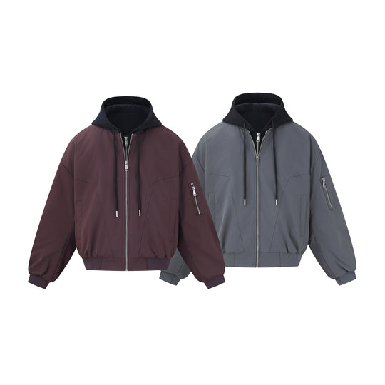 Herren Kurz geschnittener Boxy-Hoodie‑Bomber mit Kapuzen‑Einsatz und Utility‑Taschen Nord Taschen
