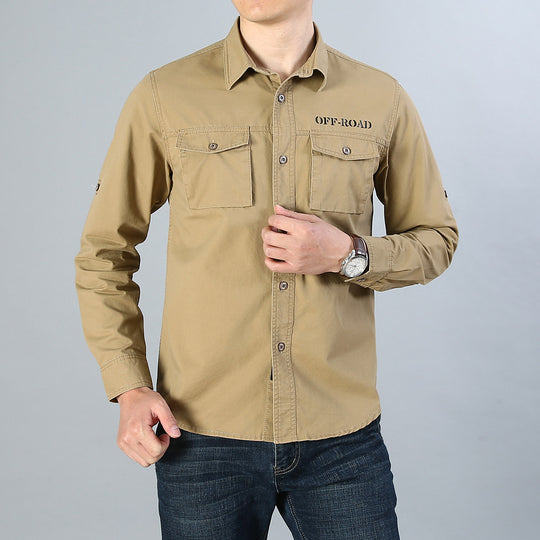 Herren Military-Hemd mit Brusttaschen, Ärmelrollfunktion und Off-Road-Print Nord Taschen