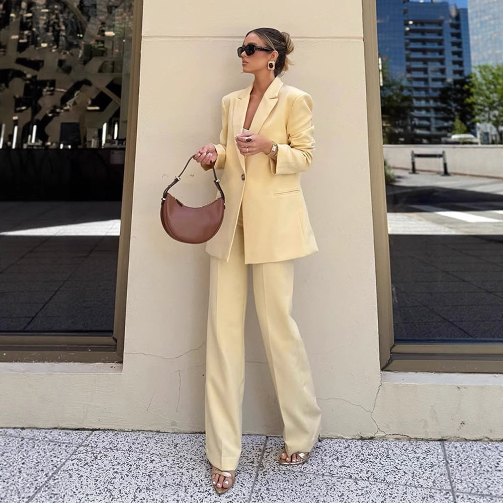 Damen Eleganter Oversize-Blazer mit hoher Taille und weiter Schlaghose Nord Taschen