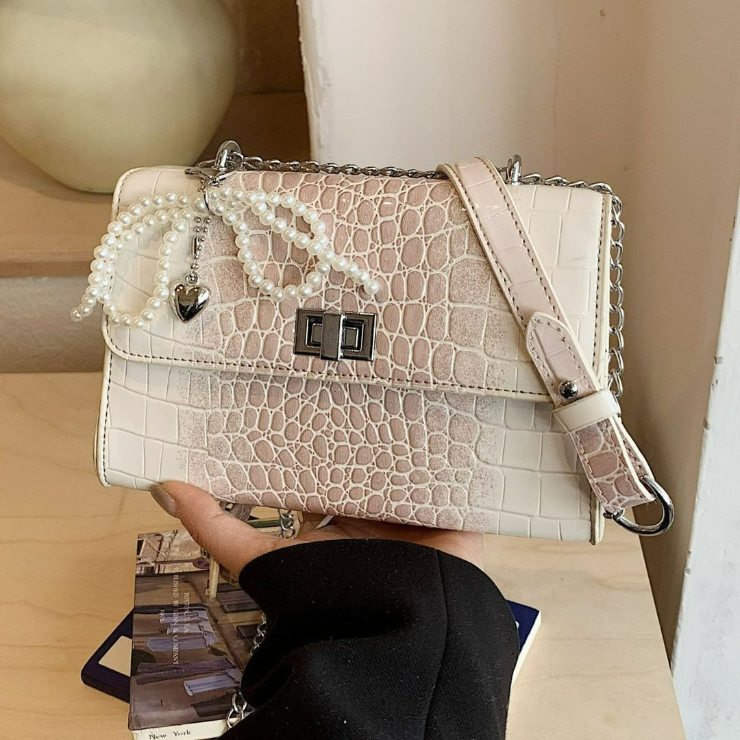 Damen elegante Kettenhandtasche mit strukturiertem Krokodil-Design Nord Taschen